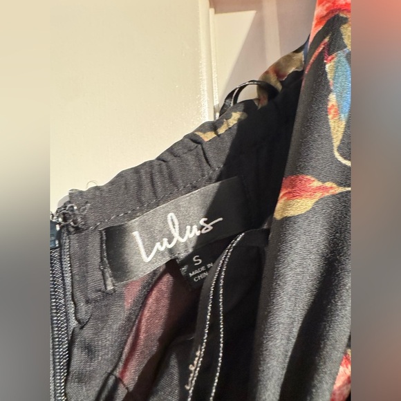 NEW Lulus I Care Black Floral Maxi Dress Off Shoulder Formal Black Red Small NWT - Picture 8 of 10